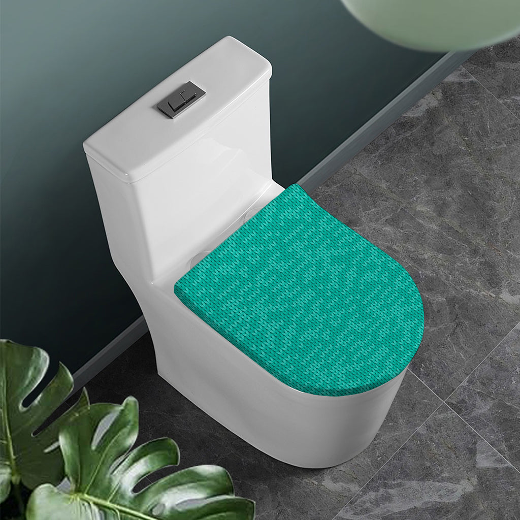 Turquoise Knitted Pattern Print Toilet Lid Cover