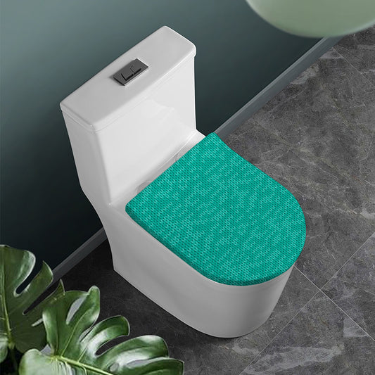 Turquoise Knitted Pattern Print Toilet Lid Cover