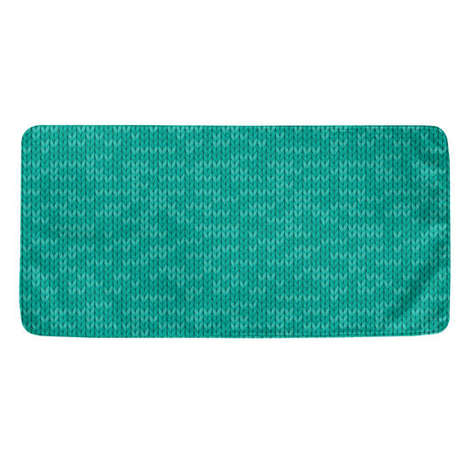 Turquoise Knitted Pattern Print Towel