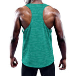 Turquoise Knitted Pattern Print Training Tank Top