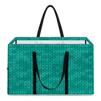 Turquoise Knitted Pattern Print Utility Tote Bag