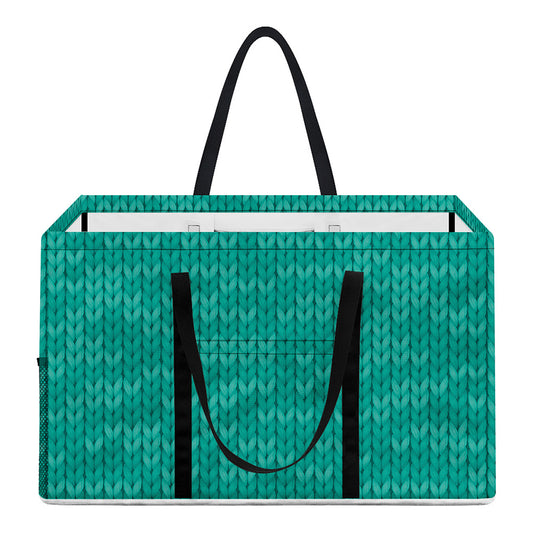 Turquoise Knitted Pattern Print Utility Tote Bag