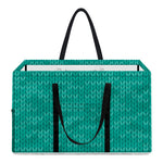 Turquoise Knitted Pattern Print Utility Tote Bag