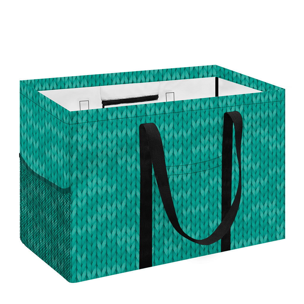 Turquoise Knitted Pattern Print Utility Tote Bag