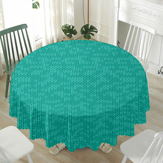 Turquoise Knitted Pattern Print Waterproof Round Tablecloth