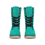 Turquoise Knitted Pattern Print Winter Boots