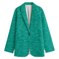 Turquoise Knitted Pattern Print Women's Blazer