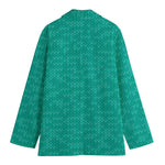Turquoise Knitted Pattern Print Women's Cotton Blazer