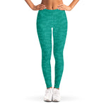 Turquoise Knitted Pattern Print Women's Leggings