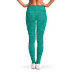 Turquoise Knitted Pattern Print Women's Leggings
