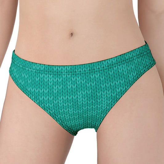 Turquoise Knitted Pattern Print Women's Panties