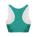 Turquoise Knitted Pattern Print Women's Sports Bra