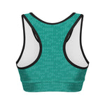 Turquoise Knitted Pattern Print Women's Sports Bra