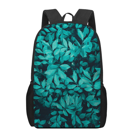 Turquoise Leaf Print 17 Inch Backpack