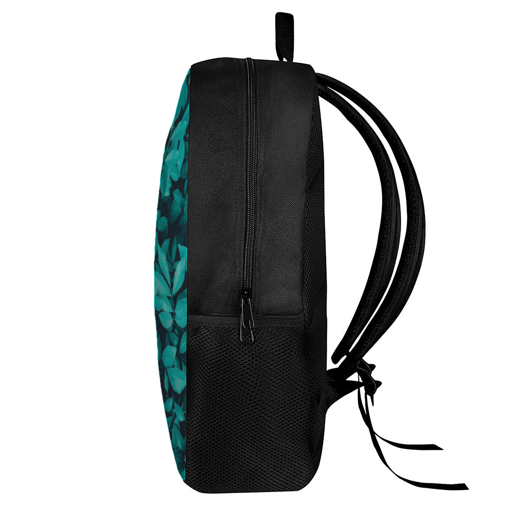 Turquoise Leaf Print 17 Inch Backpack