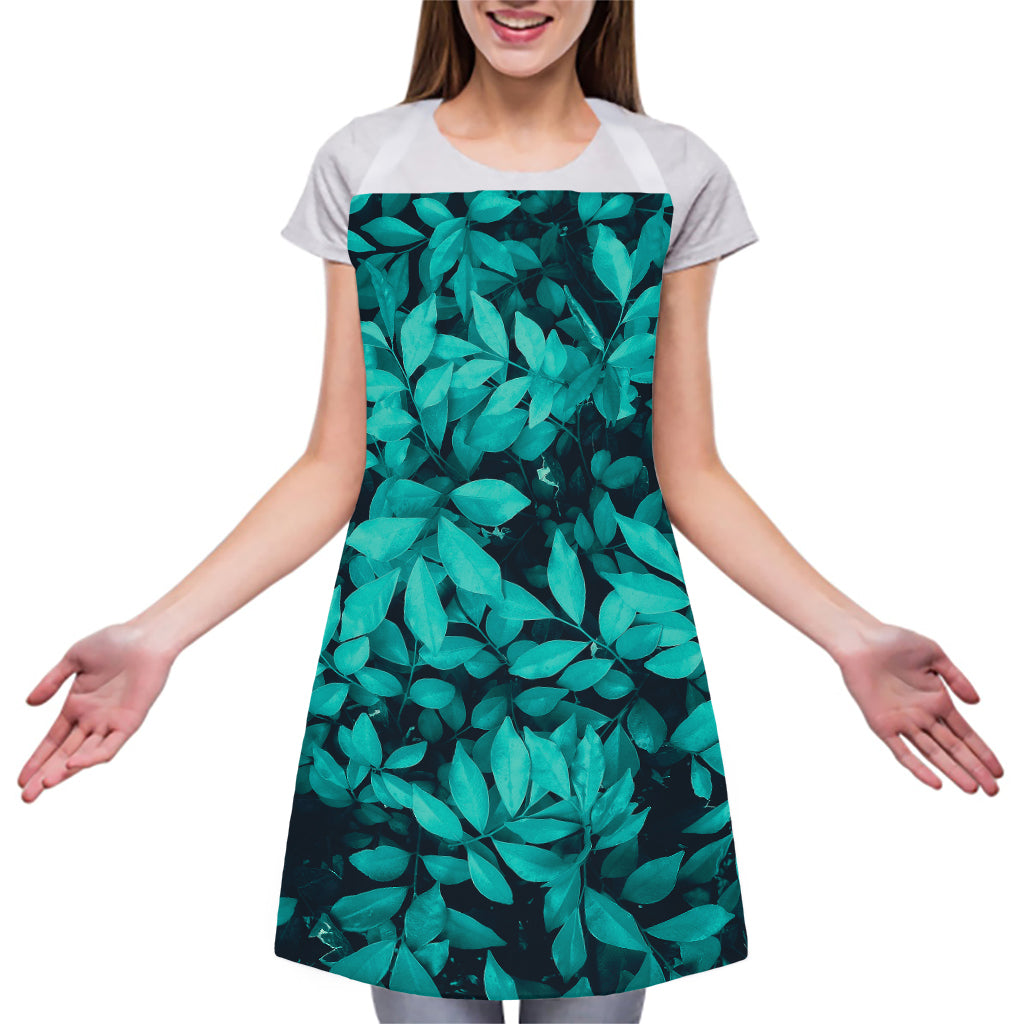 Turquoise Leaf Print Adjustable Apron
