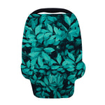 Turquoise Leaf Print Baby Seat Cover