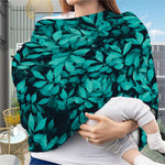 Turquoise Leaf Print Baby Seat Cover