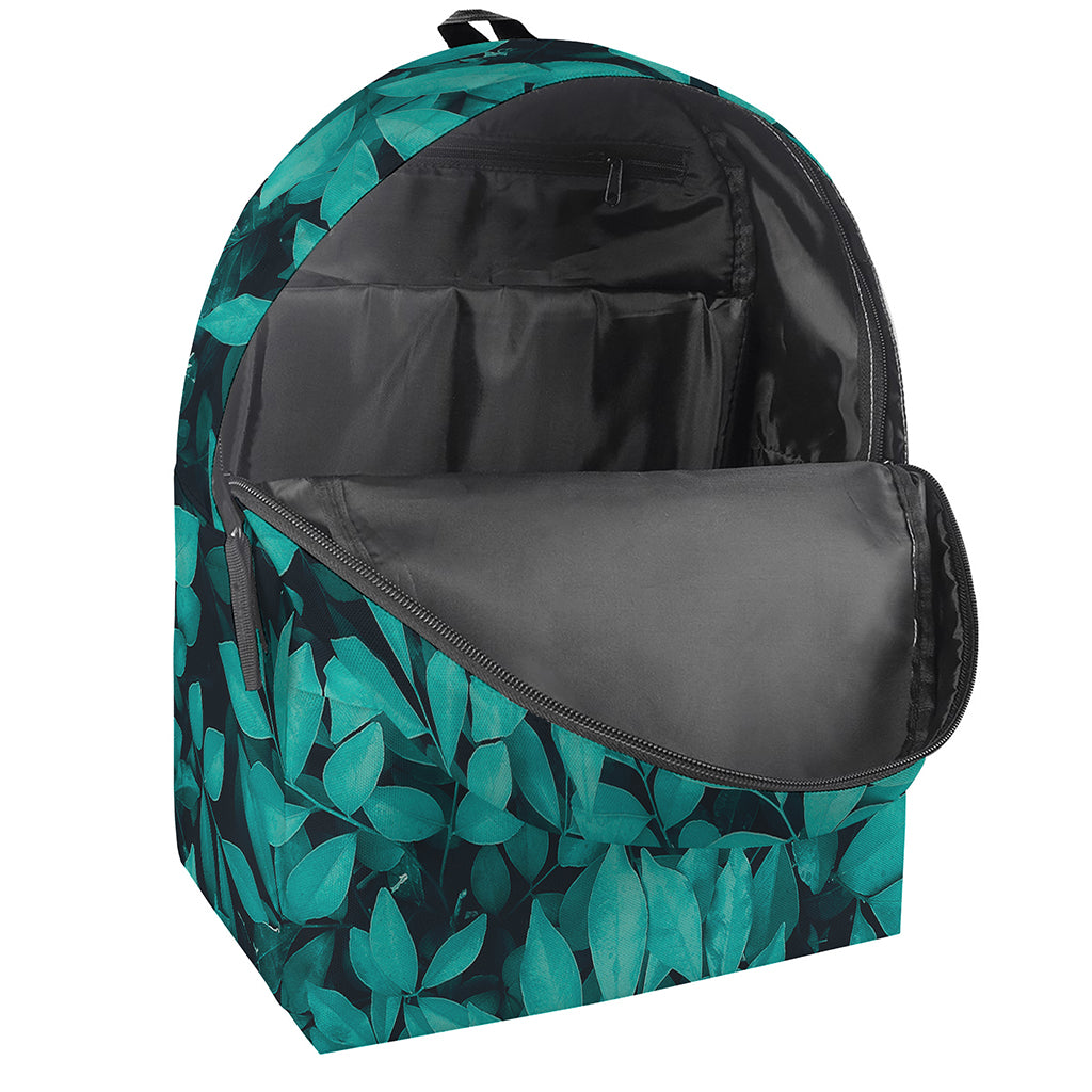 Turquoise Leaf Print Backpack