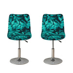 Turquoise Leaf Print Bar Stool Covers