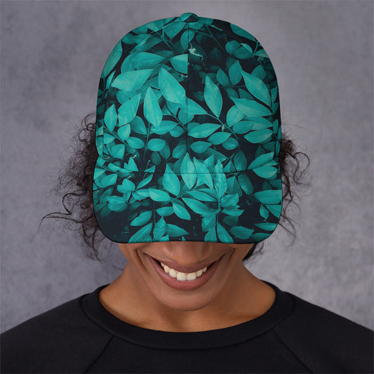 Turquoise Leaf Print Baseball Cap