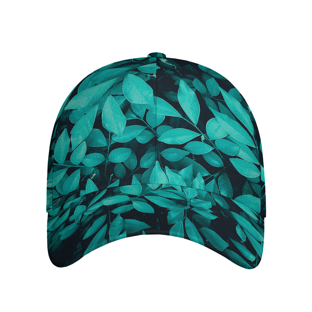 Turquoise Leaf Print Baseball Cap
