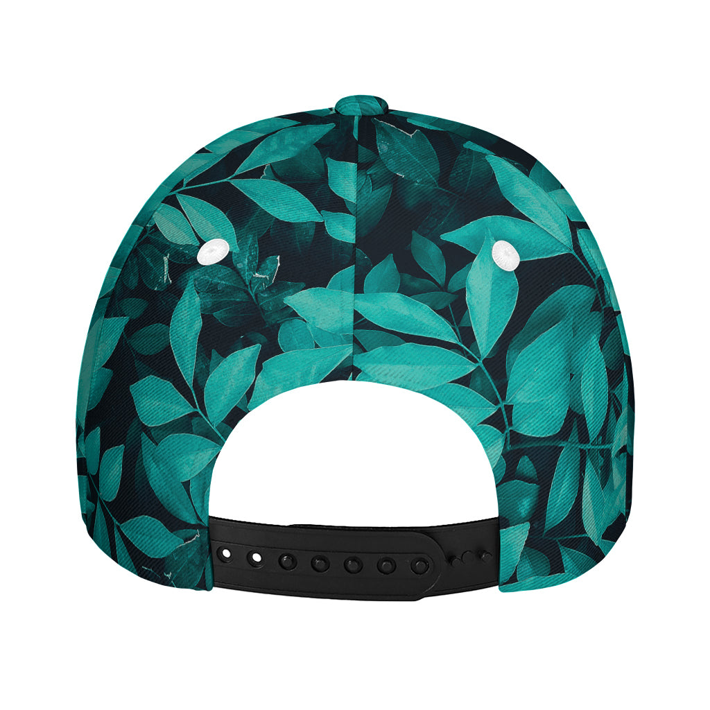 Turquoise Leaf Print Baseball Cap