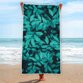Turquoise Leaf Print Beach Towel