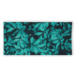 Turquoise Leaf Print Beach Towel