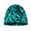 Turquoise Leaf Print Beanie