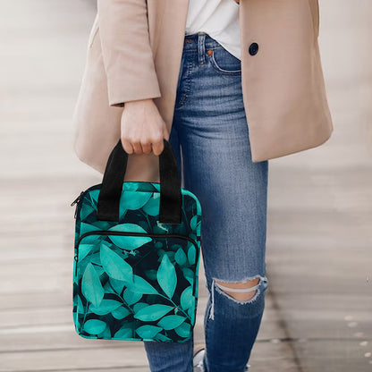 Turquoise Leaf Print Bible Tote Bag