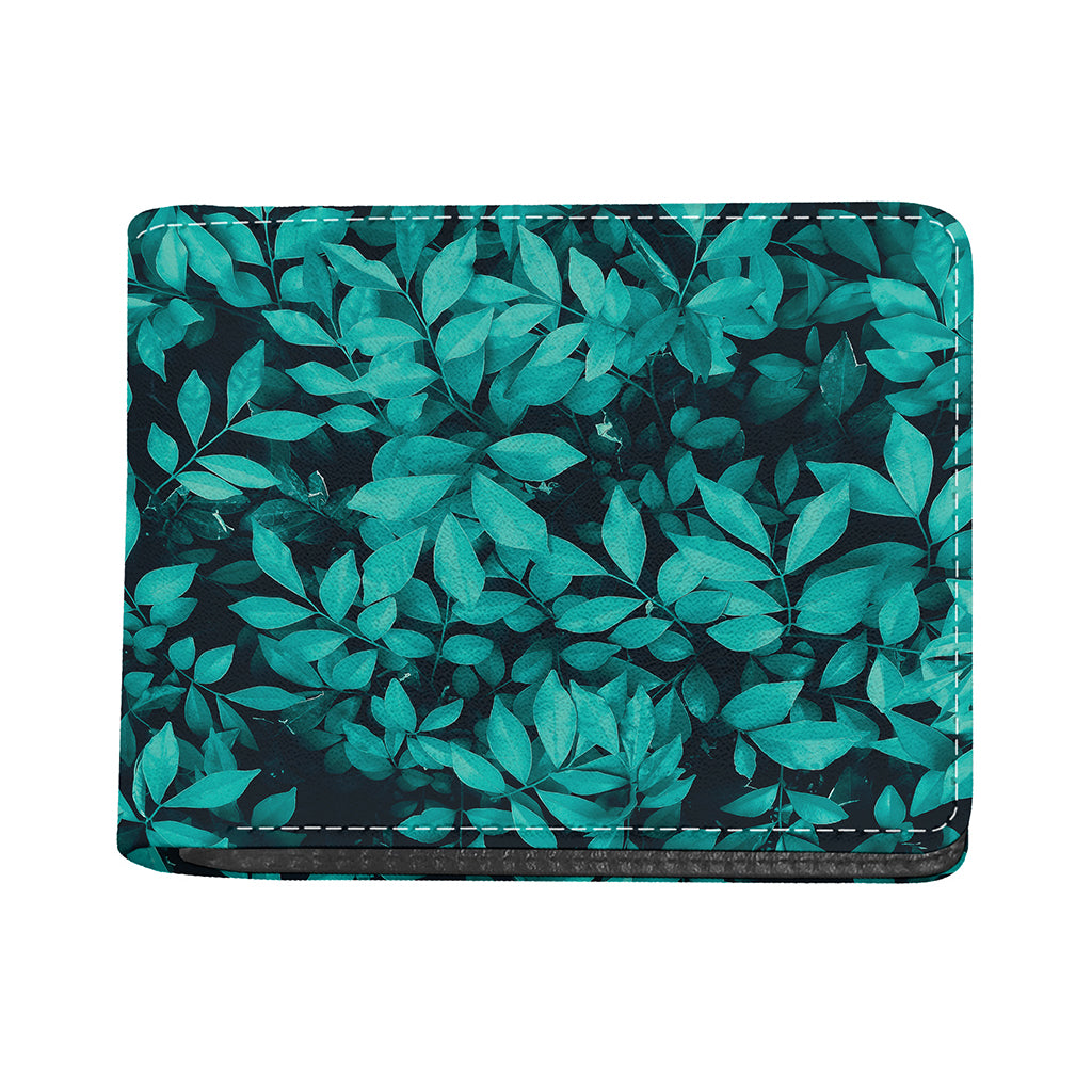 Turquoise Leaf Print Bifold Wallet