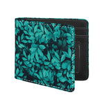 Turquoise Leaf Print Bifold Wallet