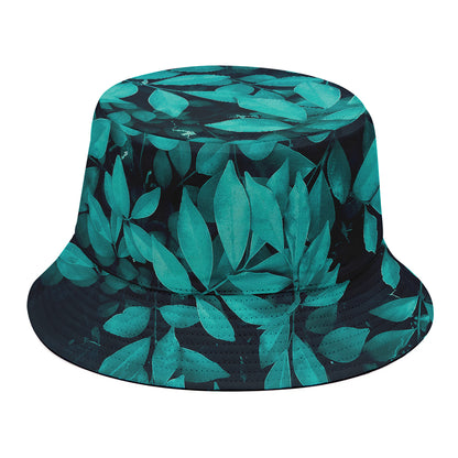 Turquoise Leaf Print Bucket Hat