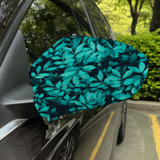 Turquoise Leaf Print Car Side Mirror Covers