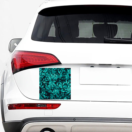 Turquoise Leaf Print Car Sticker