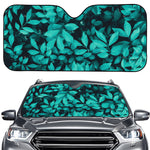 Turquoise Leaf Print Car Windshield Sun Shade