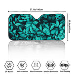 Turquoise Leaf Print Car Windshield Sun Shade