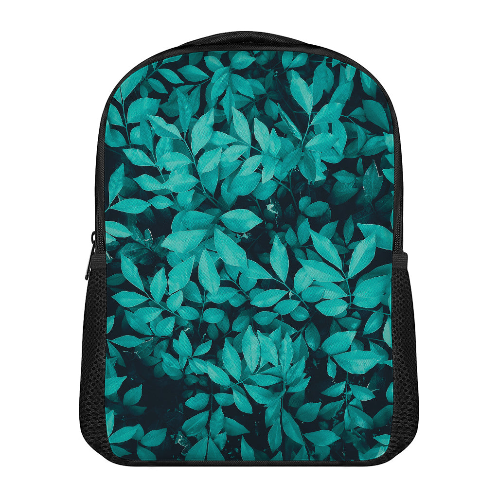 Turquoise Leaf Print Casual Backpack
