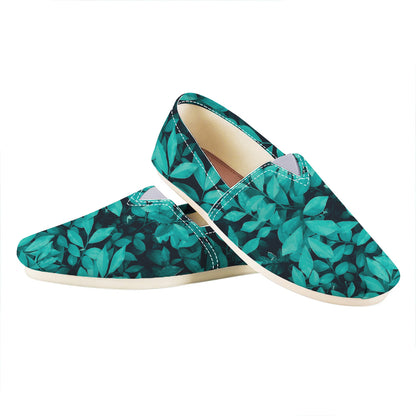 Turquoise Leaf Print Casual Shoes