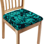 Turquoise Leaf Print Chair Cushion Cover