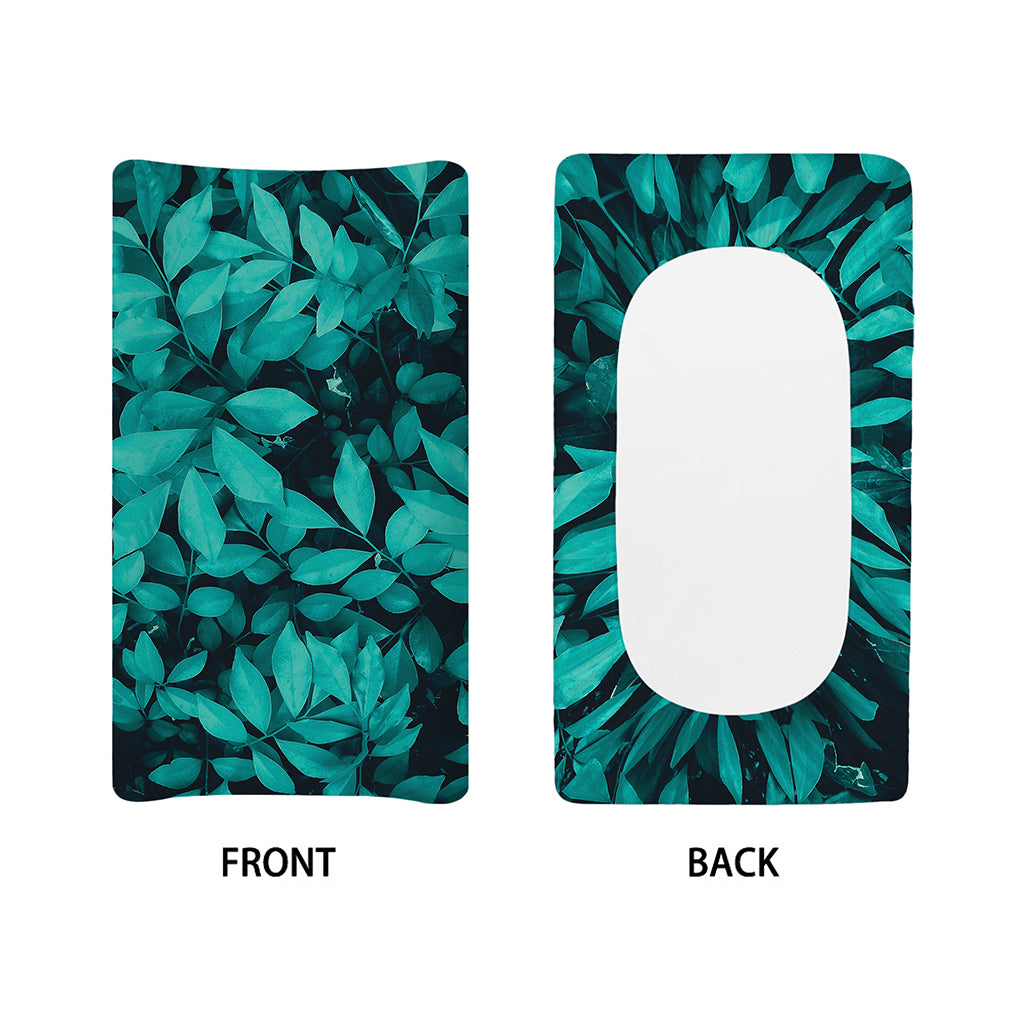 Turquoise Leaf Print Changing Pad Cover