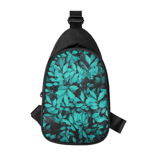 Turquoise Leaf Print Chest Bag