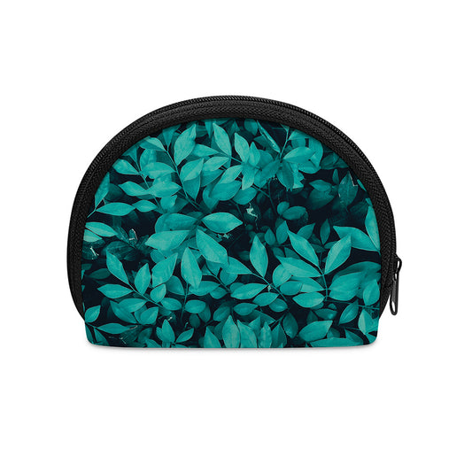 Turquoise Leaf Print Coin Purse