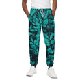 Turquoise Leaf Print Cotton Sweatpants