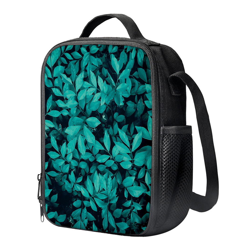 Turquoise Leaf Print Crossbody Lunch Bag