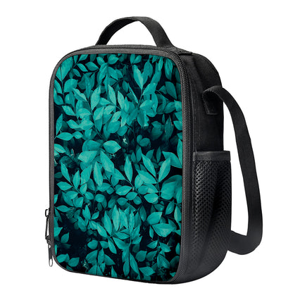 Turquoise Leaf Print Crossbody Lunch Bag