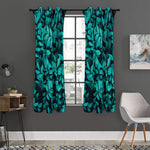 Turquoise Leaf Print Curtain
