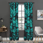 Turquoise Leaf Print Curtain