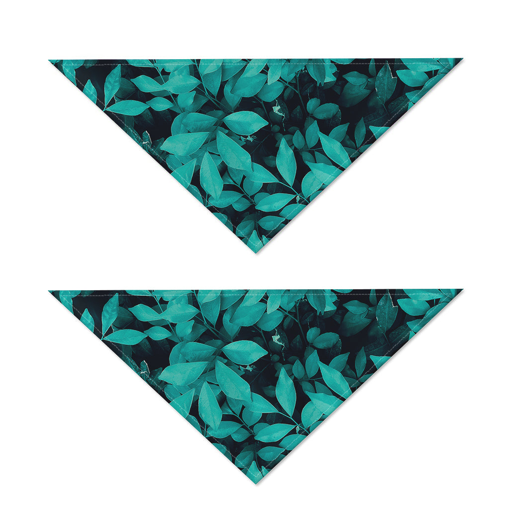 Turquoise Leaf Print Dog Bandana